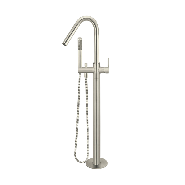Meir Round Paddle Freestanding Bath Spout And Hand Shower Brushed Nickel
