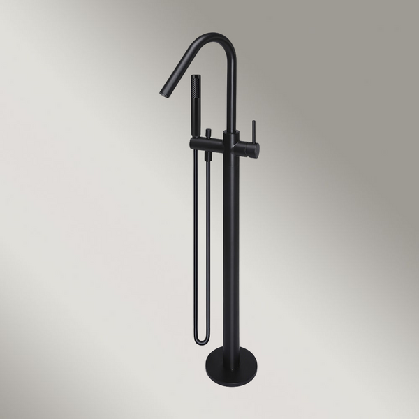 Meir Round Paddle Freestanding Bath Spout And Hand Shower Matte Black
