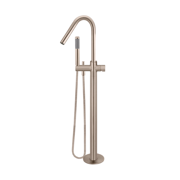 Meir Round Pinless Freestanding Bath Spout And Hand Shower Champagne