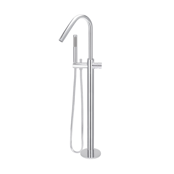 Meir Round Pinless Freestanding Bath Spout And Hand Shower Polished Chrome