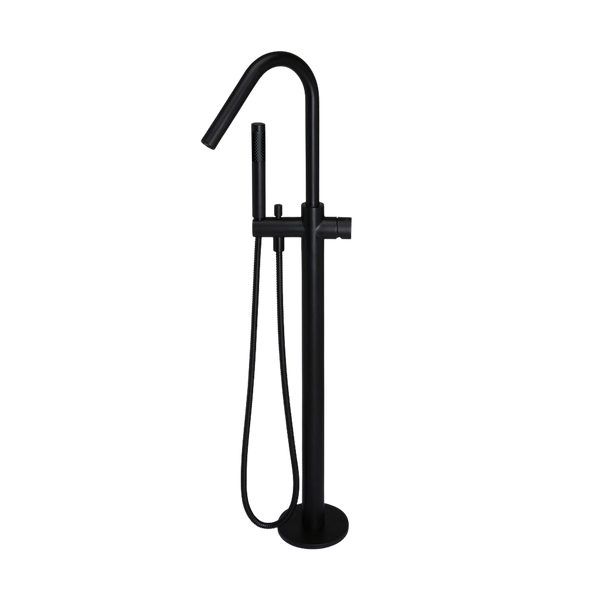 Meir Round Pinless Freestanding Bath Spout And Hand Shower Matte Black