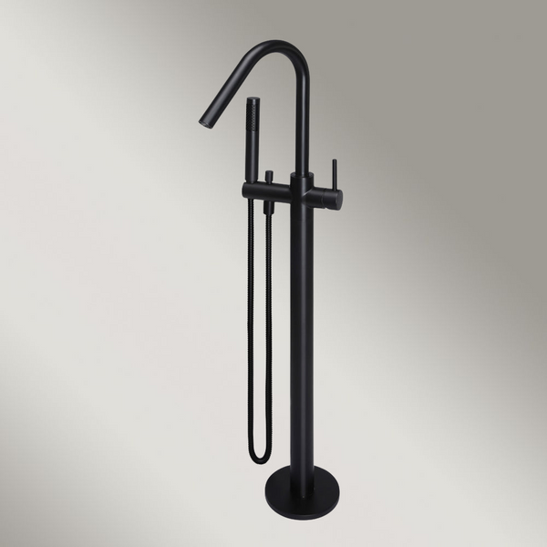 Meir Round Freestanding Bath Spout And Hand Shower Matte Black