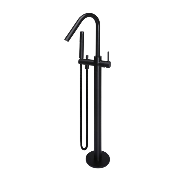 Meir Round Freestanding Bath Spout And Hand Shower Matte Black