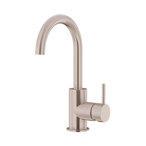 Meir Round Gooseneck Basin Mixer With Cold Start Champagne