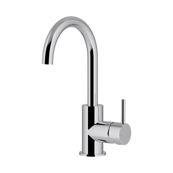 Meir Round Gooseneck Basin Mixer With Cold Start Polished Chrome