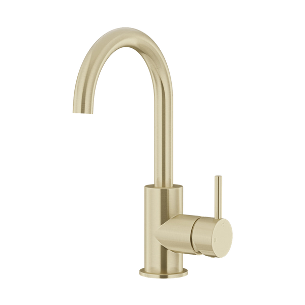 Meir Round Gooseneck Basin Mixer With Cold Start Tiger Bronze