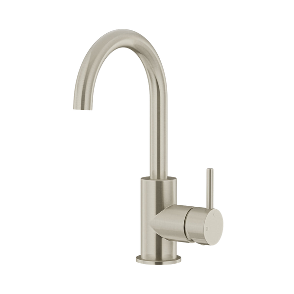 Meir Round Gooseneck Basin Mixer With Cold Start Brushed Nickel