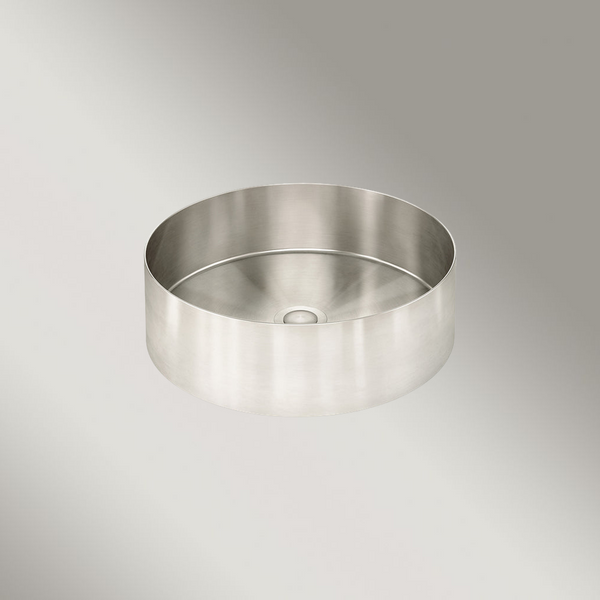 Meir Lavello Steel Round Bathroom Basin 380 X 110 Brushed Nickel