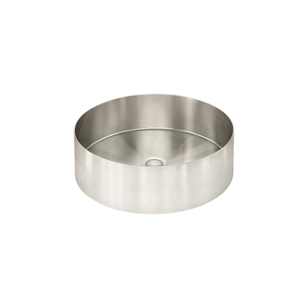 Meir Lavello Steel Round Bathroom Basin 380 X 110 Brushed Nickel