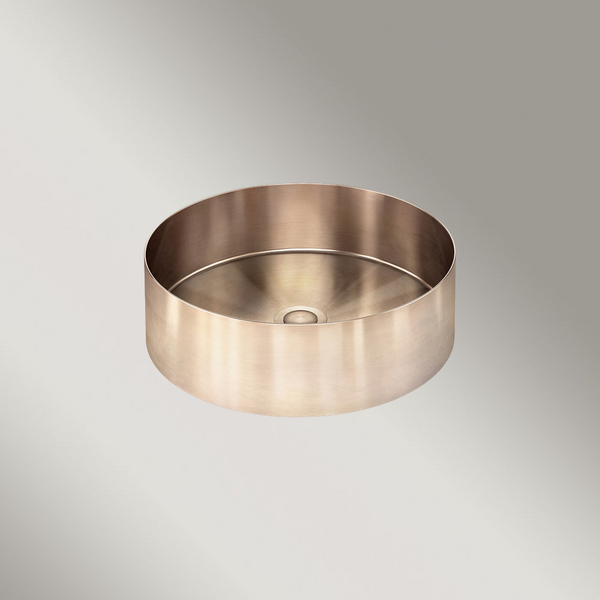 Meir Lavello Steel Round Bathroom Basin 380 X 110 Pvd Champagne