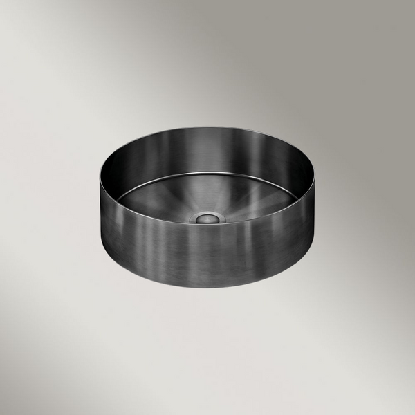 Meir Lavello Steel Round Bathroom Basin 380 X 110 Shadow Gunmetal