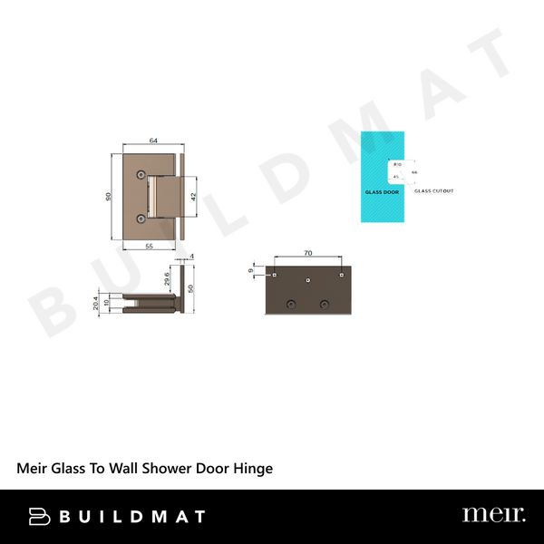 Meir Glass To Wall Shower Door Hinge Shadow Gunmetal