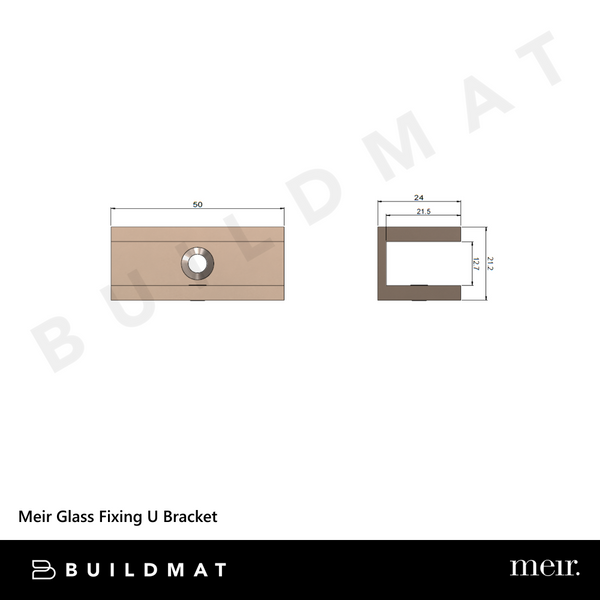 Meir Glass Fixing U Bracket Lustre Bronze