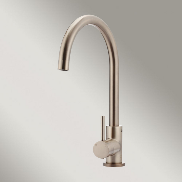 Meir Round Gooseneck Kitchen Mixer Tap Champagne