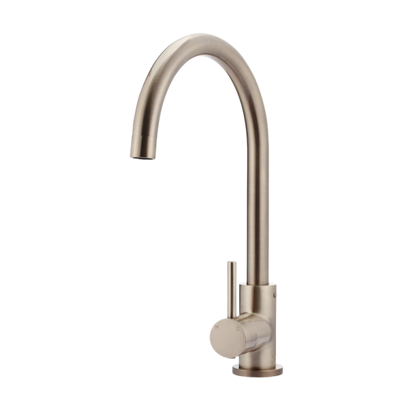 Meir Round Gooseneck Kitchen Mixer Tap Champagne