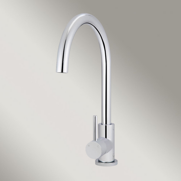Meir Round Gooseneck Kitchen Mixer Tap Polished Chrome