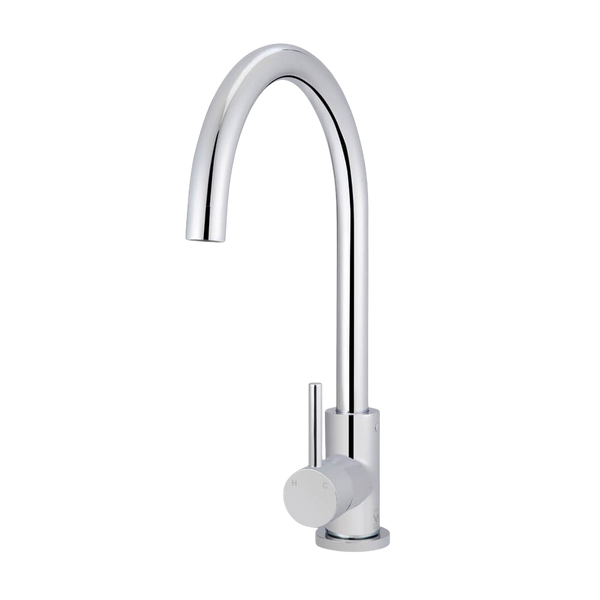 Meir Round Gooseneck Kitchen Mixer Tap Polished Chrome