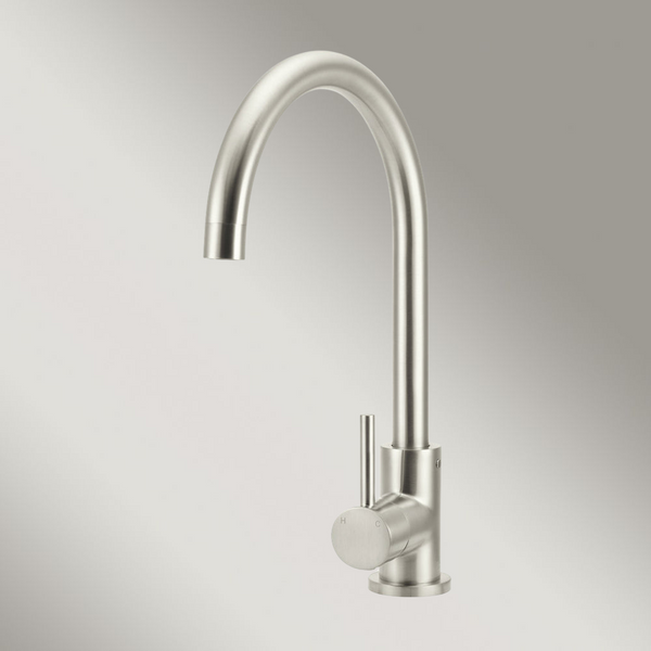 Meir Round Gooseneck Kitchen Mixer Tap Brushed Nickel