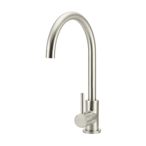 Meir Round Gooseneck Kitchen Mixer Tap Brushed Nickel