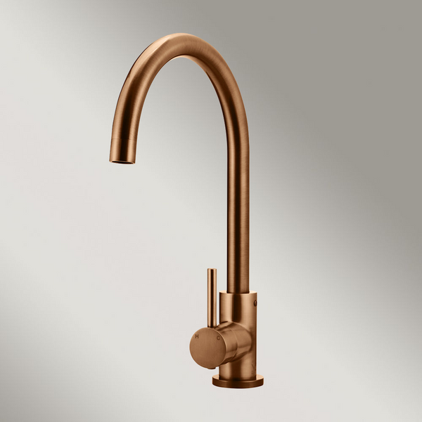 Meir Round Gooseneck Kitchen Mixer Tap Lustre Bronze