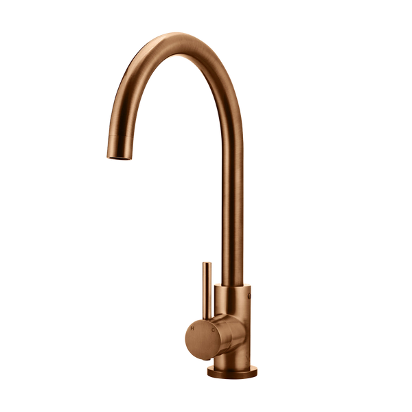 Meir Round Gooseneck Kitchen Mixer Tap Lustre Bronze