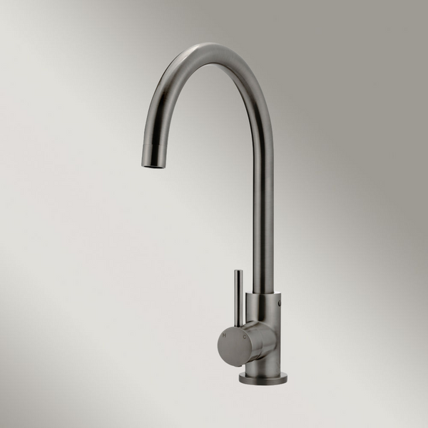 Meir Round Gooseneck Kitchen Mixer Tap Shadow Gunmetal
