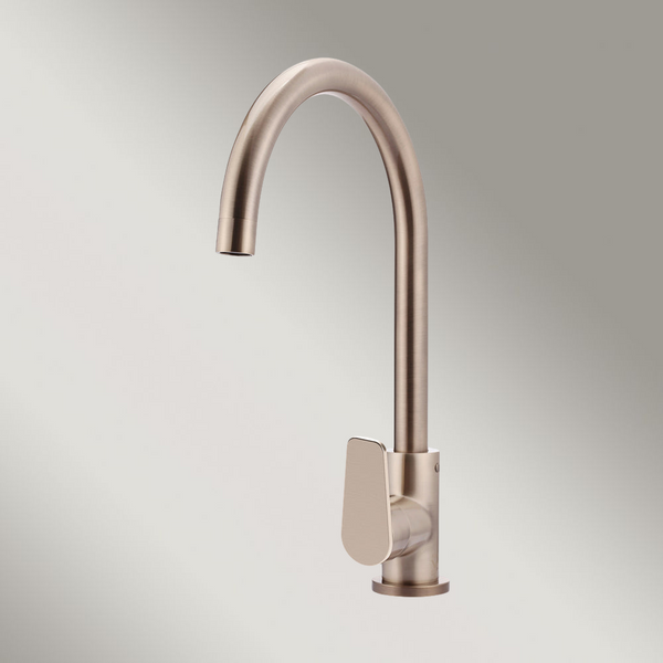 Meir Round Paddle Gooseneck Kitchen Mixer Tap Champagne