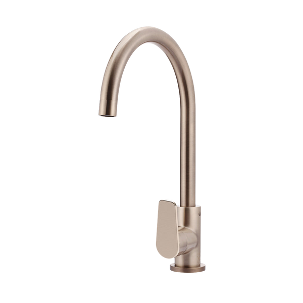 Meir Round Paddle Gooseneck Kitchen Mixer Tap Champagne