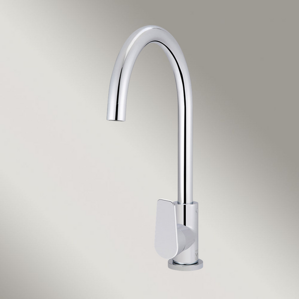 Meir Round Paddle Gooseneck Kitchen Mixer Tap Polished Chrome