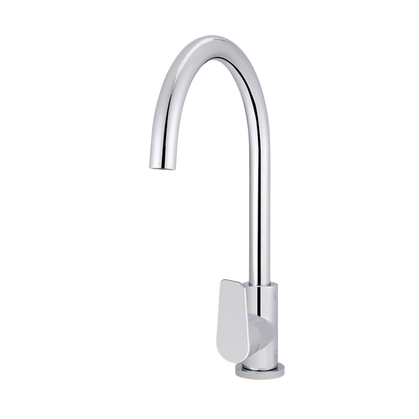 Meir Round Paddle Gooseneck Kitchen Mixer Tap Polished Chrome