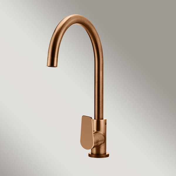 Meir Round Paddle Gooseneck Kitchen Mixer Tap Lustre Bronze