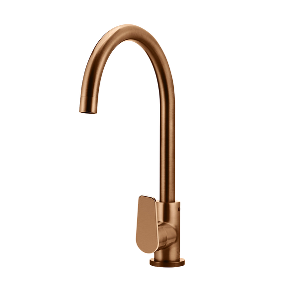 Meir Round Paddle Gooseneck Kitchen Mixer Tap Lustre Bronze