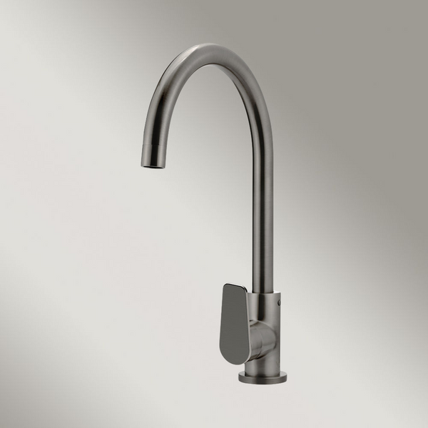 Meir Round Paddle Gooseneck Kitchen Mixer Tap Shadow Gunmetal