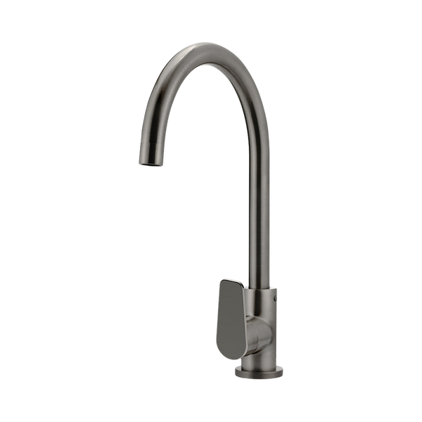 Meir Round Paddle Gooseneck Kitchen Mixer Tap Shadow Gunmetal