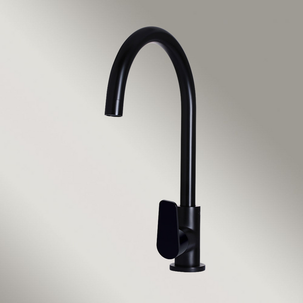 Meir Round Paddle Gooseneck Kitchen Mixer Tap Matte Black