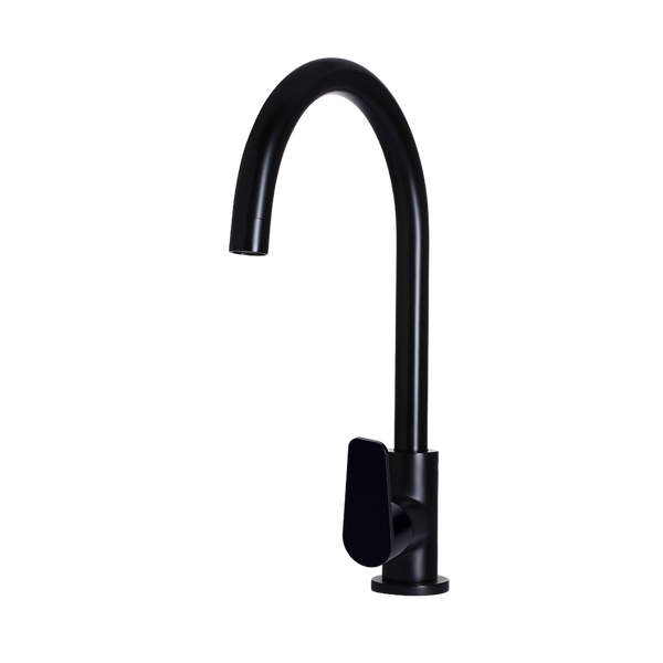 Meir Round Paddle Gooseneck Kitchen Mixer Tap Matte Black