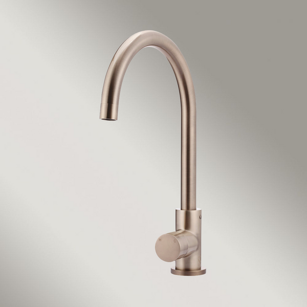 Meir Round Pinless Gooseneck Kitchen Mixer Tap Champagne