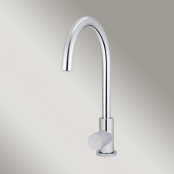 Meir Round Pinless Gooseneck Kitchen Mixer Tap Polished Chrome