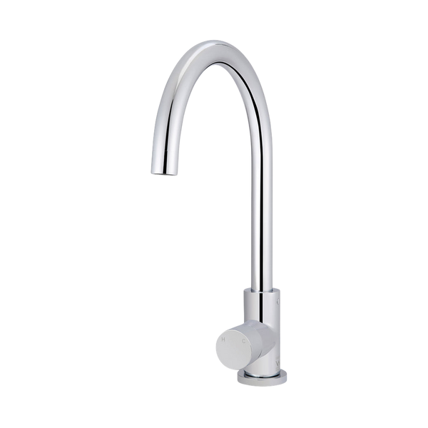 Meir Round Pinless Gooseneck Kitchen Mixer Tap Polished Chrome