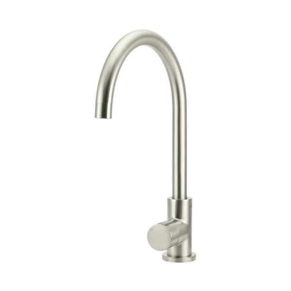 Meir Round Pinless Gooseneck Kitchen Mixer Tap Brushed Nickel