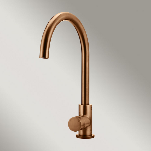 Meir Round Pinless Gooseneck Kitchen Mixer Tap Lustre Bronze