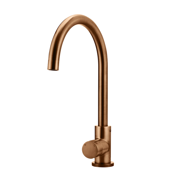 Meir Round Pinless Gooseneck Kitchen Mixer Tap Lustre Bronze
