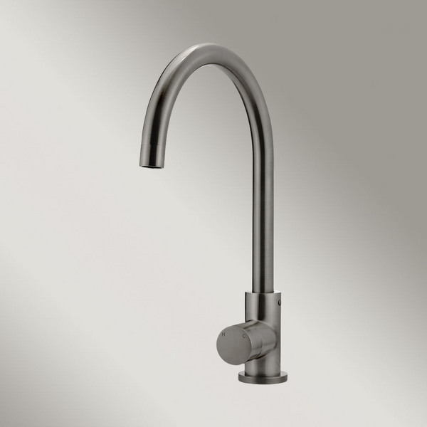 Meir Round Pinless Gooseneck Kitchen Mixer Tap Shadow Gunmetal