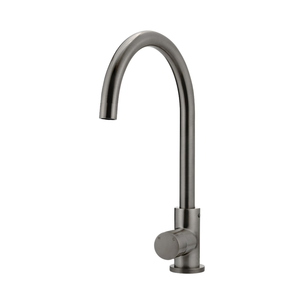 Meir Round Pinless Gooseneck Kitchen Mixer Tap Shadow Gunmetal