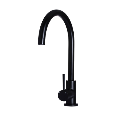 Meir Round Gooseneck Kitchen Mixer Tap Matte Black