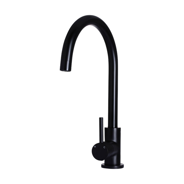 Meir Round Gooseneck Kitchen Mixer Tap Matte Black
