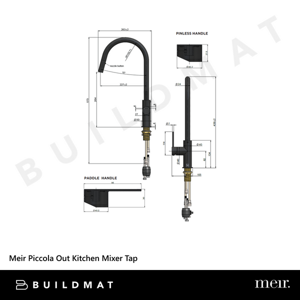 Meir Piccola Pull Out Kitchen Mixer Tap Tiger Bronze