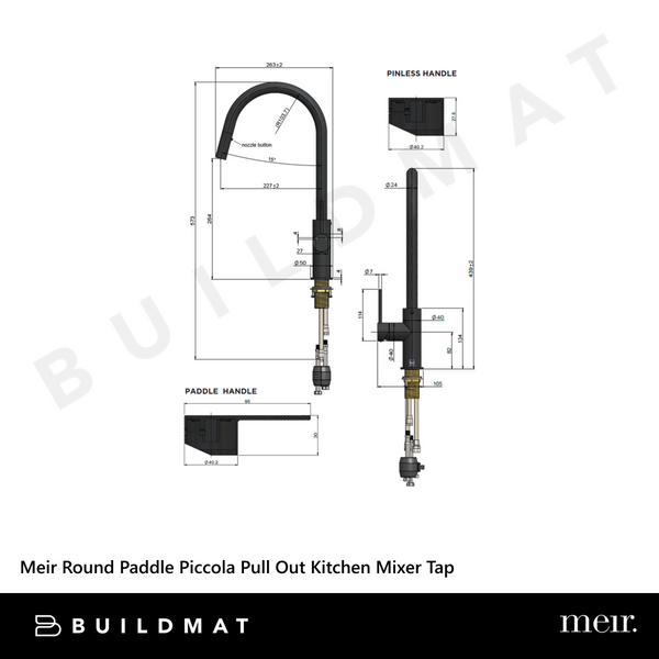 Meir Round Paddle Piccola Pull Out Kitchen Mixer Tap Polished Chrome