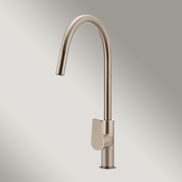 Meir Round Paddle Piccola Pull Out Kitchen Mixer Tap Champagne