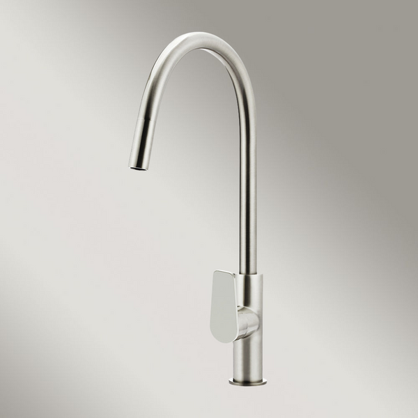 Meir Round Paddle Piccola Pull Out Kitchen Mixer Tap Brushed Nickel
